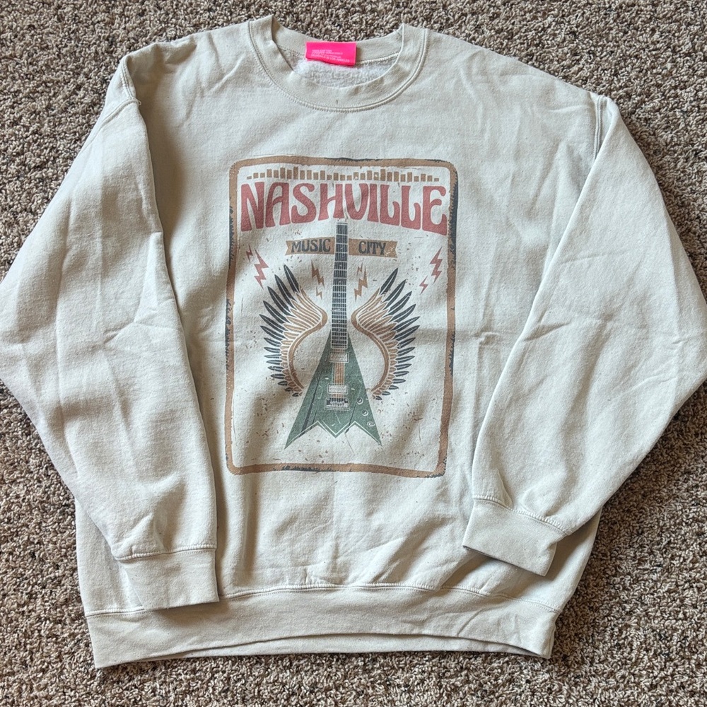Nashville Graphic Crew Neck Sweater - Beige